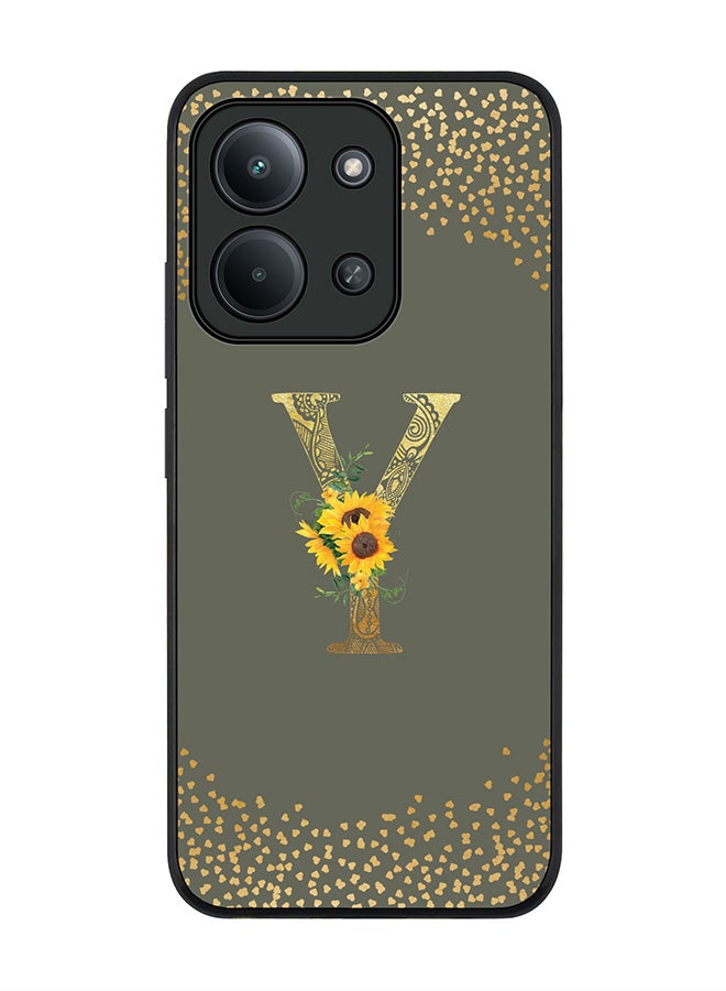 For Xiaomi Redmi 15C 4G Case,Slim fit Camera Protection, Shockproof Thin Phone cover  - Custom Floral Monogram - Y  (Olive Green )